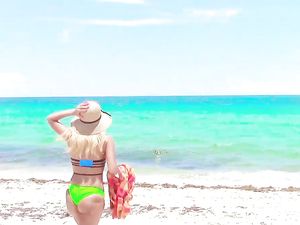 Nude Beach Babe Follows Him Home For Big Dick