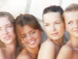 Teen Models With Perky Tits Pose Together